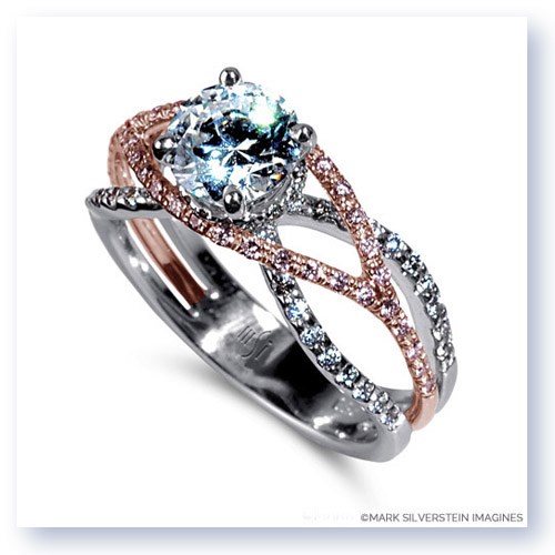 18K White Gold Wispy Crossover Diamond Engagement Ring