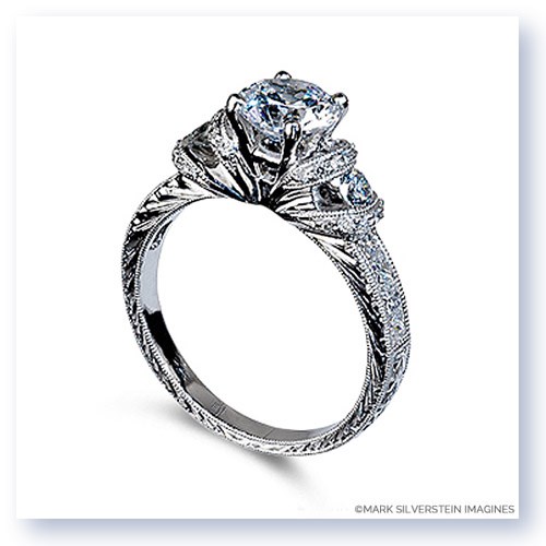 Pearly: Hand-Engraved Vintage Inspired Diamond Ring | Ken & Dana Design